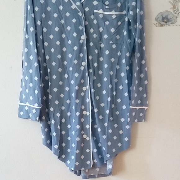 Cosabella Blue and White Button-Up Sleep Shirt - Picture 3 of 6